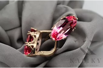 Pendientes Rubí Oro rosa antiguo original de 14k Joyería vintage vec021r