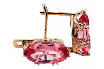 Ohrringe Vintage Stil Rubinrot Originales Vintage-Roségold aus 14 Karat vec021r
