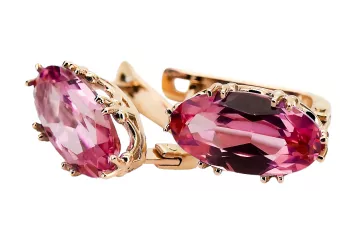 Ohrringe Vintage Stil Rubinrot Originales Vintage-Roségold aus 14 Karat vec021r