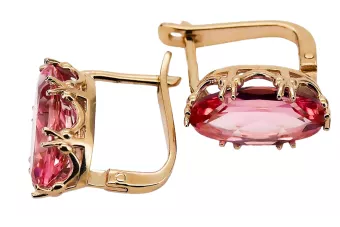 Ohrringe Vintage Stil Rubinrot Originales Vintage-Roségold aus 14 Karat vec021r
