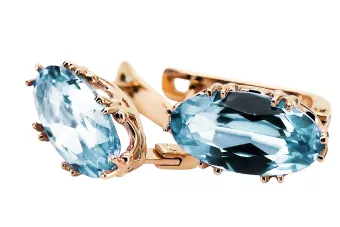Vintage Stil Ohrringe Aquamarin Originales Vintage-Roségold aus 14 Karat vec021r
