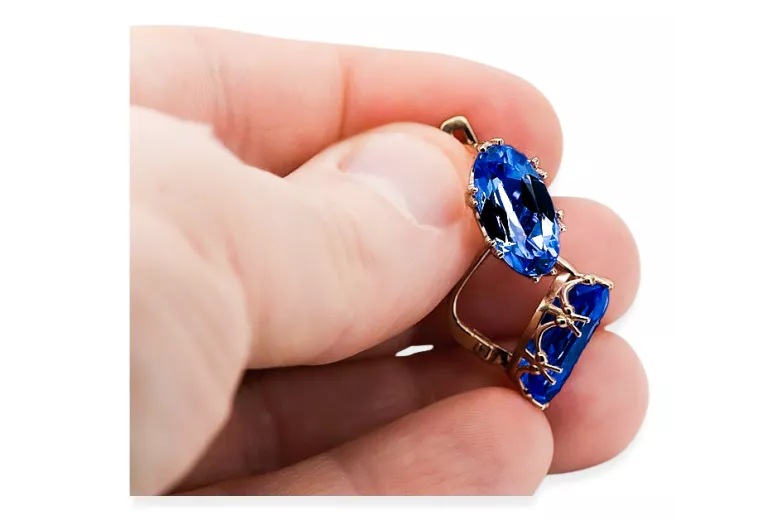 Original vintage din aur roz de 14k Safir Cercei Vintage Craft  vec021r