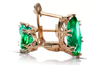 Earrings Vintage Jewlery Emerald Original Vintage 14K Rose Gold vec021r