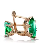 Смарагд Оригинално ретро 14k розово злато Обеци Винтидж крафт vec021r