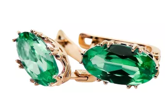 Earrings Vintage Jewlery Emerald Original Vintage 14K Rose Gold vec021r
