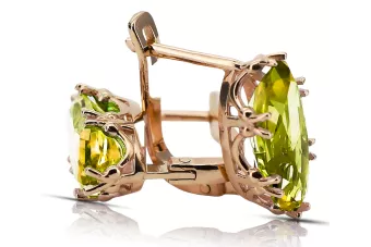 Yellow Peridot Original Vintage 14K Rose Gold Earrings Vintage style vec021r