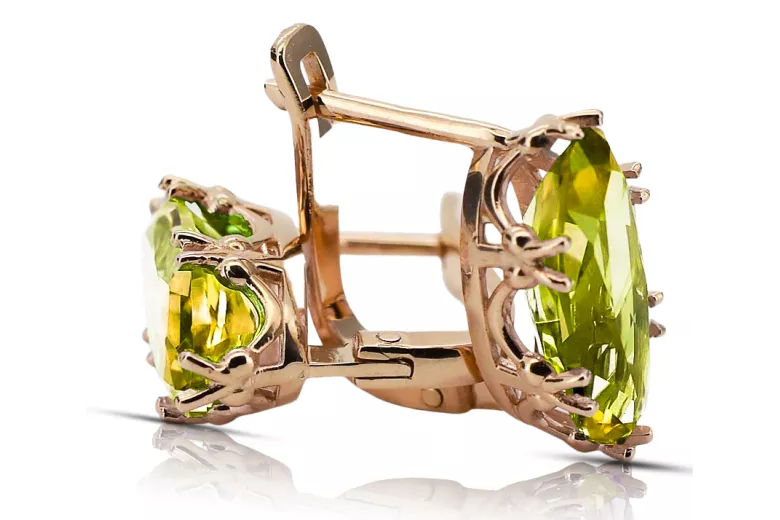 Yellow Peridot Original Vintage 14K Rose Gold Earrings Vintage style vec021r