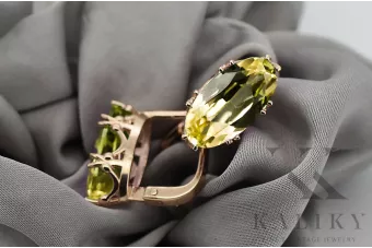 Yellow Peridot Original Vintage 14K Rose Gold Earrings Vintage style vec021r