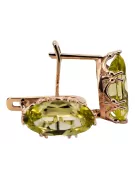 Pendientes Peridoto amarillo Oro rosa antiguo original de 14k Vintage vec021r