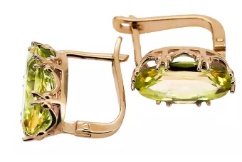 Gelber Peridot Originales Vintage-Roségold aus 14 Karat Ohrringe Vintage Stil vec021r