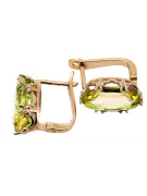 Pendientes Peridoto amarillo Oro rosa antiguo original de 14k Vintage vec021r