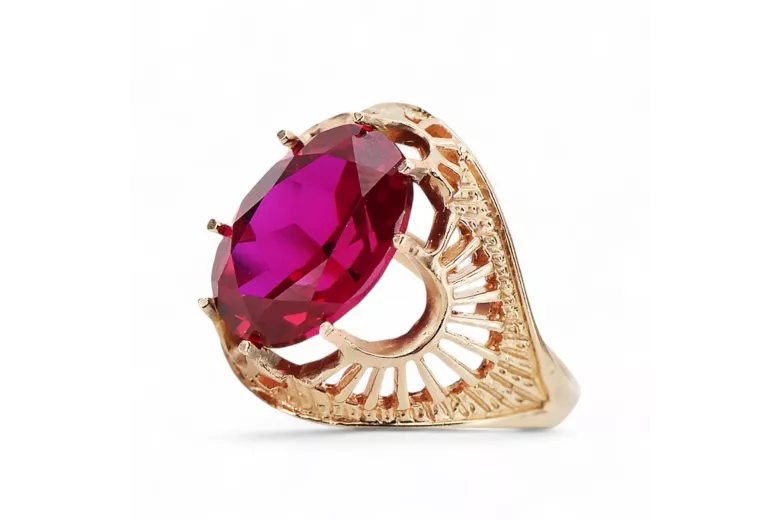 Ring Vintage Stil Rubinrot Originales Vintage-Roségold aus 14 Karat vrc003r