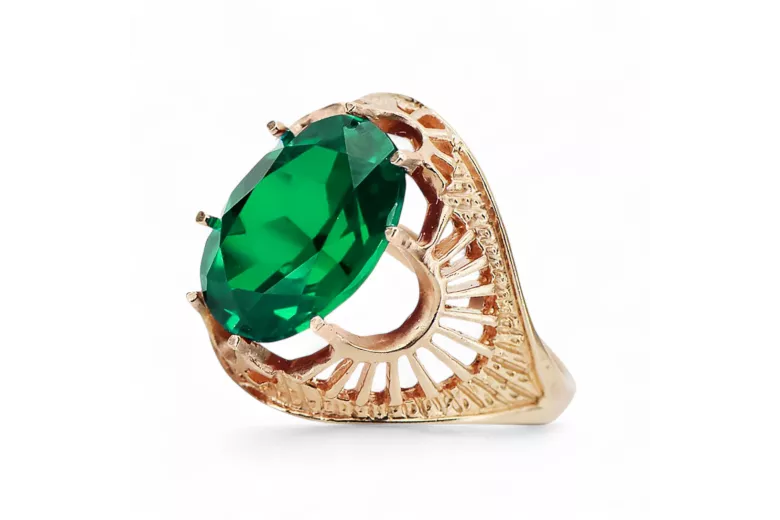 Inel Smarald Original vintage din aur roz de 14k Stil Vintage vrc003r