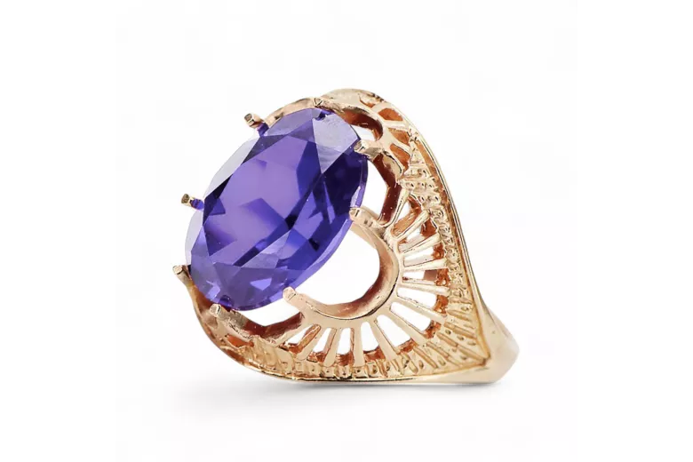 Russian Soviet rose 14k 585 gold Alexandrite Ruby Emerald Sapphire Zircon ring  vrc014