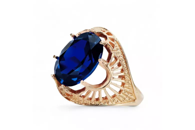 Estilo vintage Anillo Zafiro Oro rosa antiguo original de 14k vrc003r