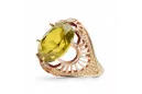 Anillo Peridoto amarillo Oro rosa antiguo original de 14k Estilo vintage vrc003r
