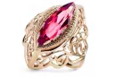 Rose Pink 14k Red Gold 585 Ruby Ring VRC017R Vintage Russian Sovietų stilius