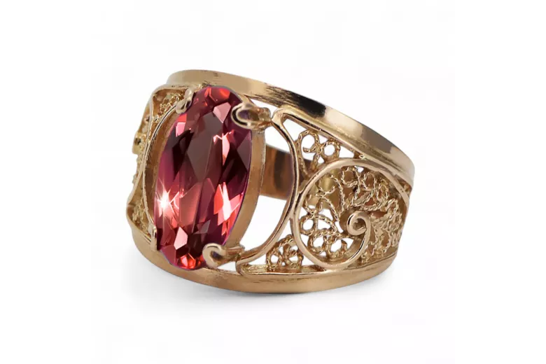 Or rose 14 carats vintage d'origine Rubis Anneau Style vintage vrc057r