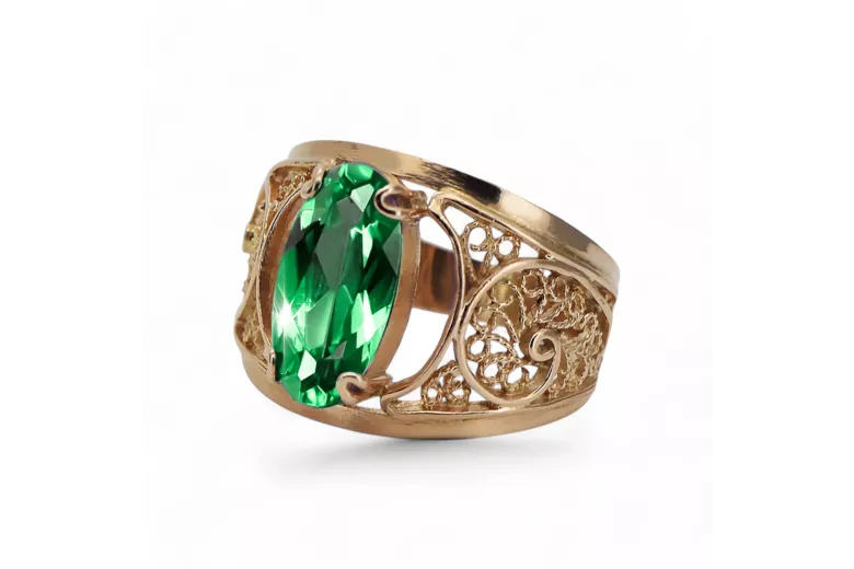 Original Vintage 14K Rose Gold Emerald Ring Vintage craft vrc057r