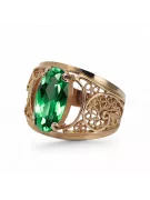 Smarald Original vintage din aur roz de 14k Inel Vintage vrc057r