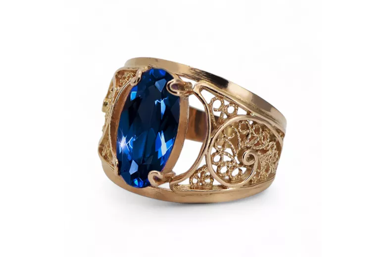 Or rose 14 carats vintage d'origine Saphir Anneau Vintage vrc057r