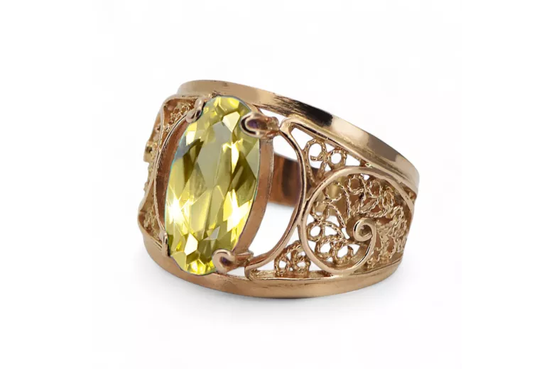 Original Vintage 14K Rose Gold Yellow Peridot Ring Vintage style vrc057r