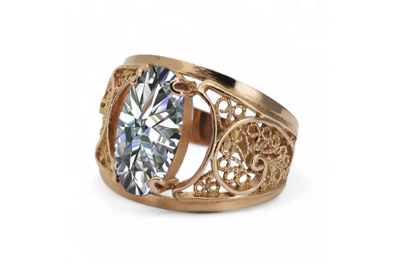 Or rose 14 carats vintage d'origine Zircon Anneau Bijoux vintage vrc057r