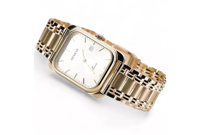 Gold men's watch Geneve ★ zlotychlopak.pl ★ Gold purity 585 333 Low Price!