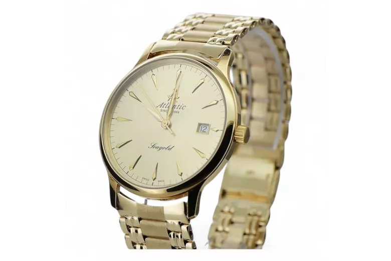 14K Goldene Schweizer Quarzuhr für Herren, Saphir, 40mm