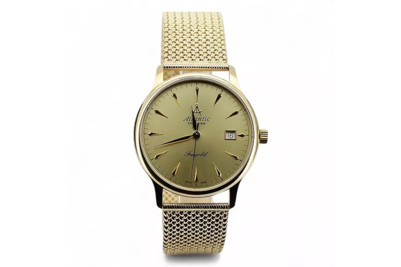Χρυσό ρολόι Atlantic 14k 585 με ανδρικό βραχιόλι mw003y&mbw014y