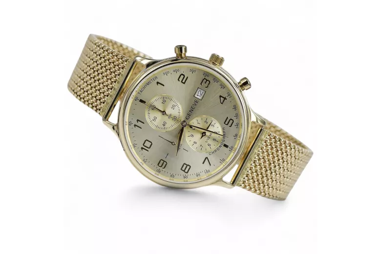 Yellow 14k 585 gold men's watch Geneve mw005y&mbw014y