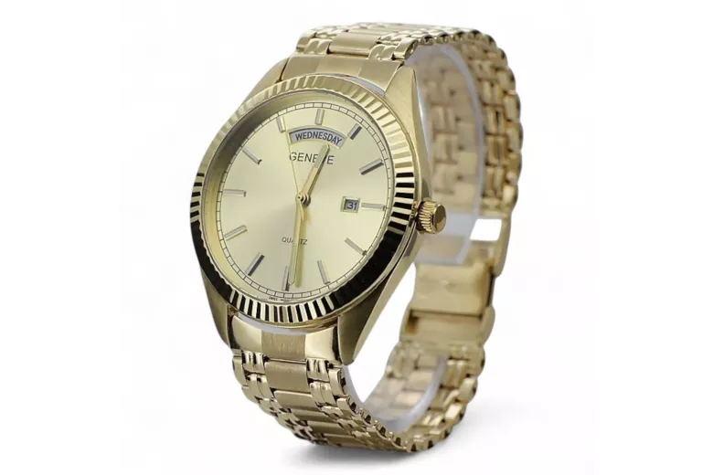 Ανδρικό χρυσό ρολόι 14k 585 Geneve mw008ydy&mba012yo