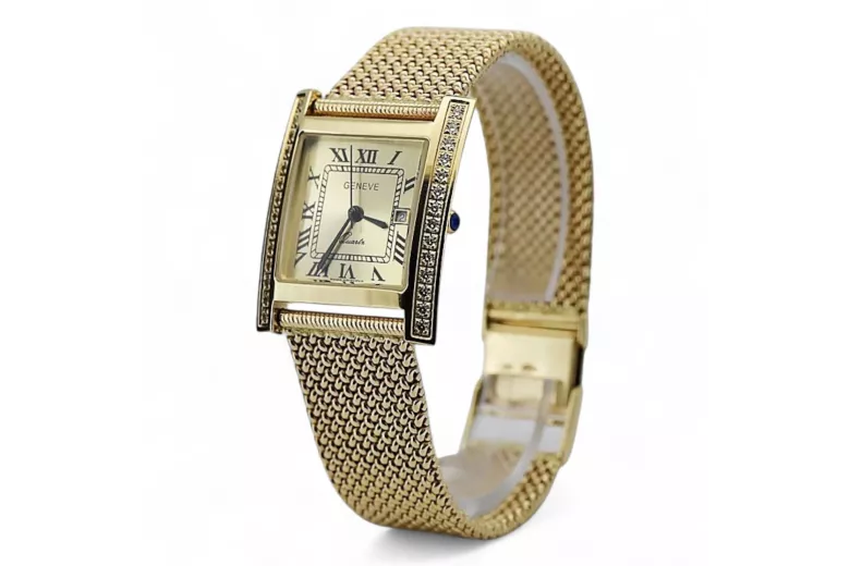 Gold men's watch Geneve ★ zlotychlopak.pl ★ Gold purity 585 333 Low Price!