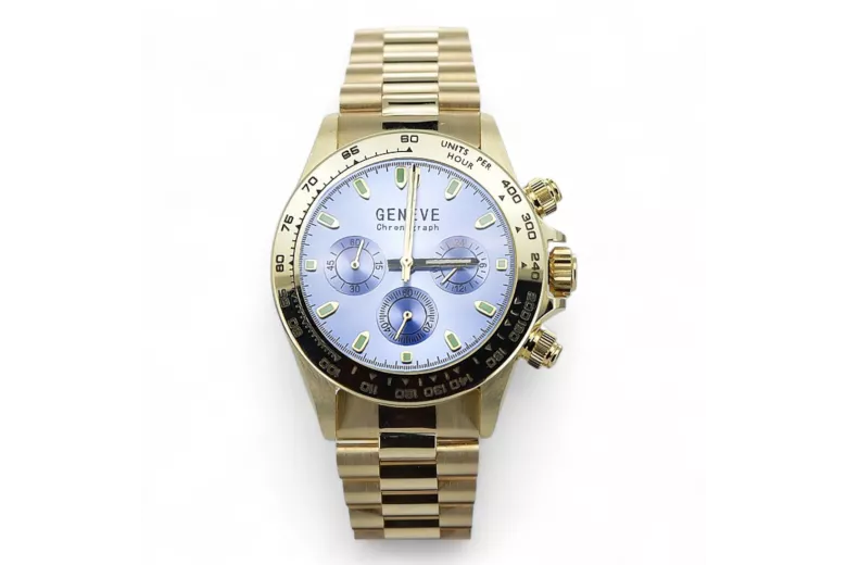 Gold men's watch Geneve ★ zlotychlopak.pl ★ Gold purity 585 333 Low Price!