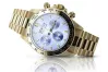 Galben 14k 585 aur bărbaţi Geneve maro cadran ceas mw014ydbl&mbw015y