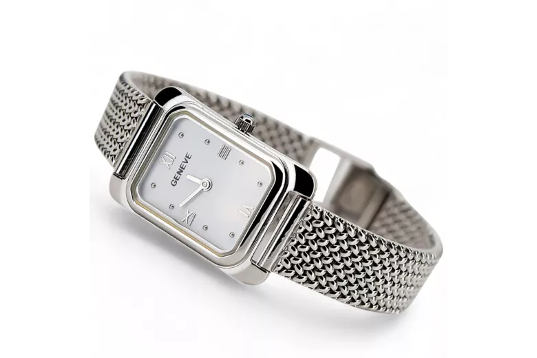 14K White Gold Square Women's Watch, lw003wdw&lbw003w
