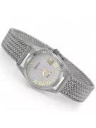 Reloj de señora de oro blanco 14K, esfera de perla, cuarzo italiano