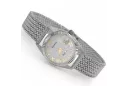 Reloj de señora de oro blanco 14K, esfera de perla, cuarzo italiano