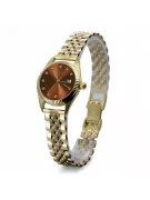 Montre Femme en Or 14K, Cadran Marron, Design Italien