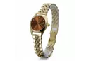 Montre Femme en Or 14K, Cadran Marron, Design Italien