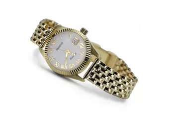Χρυσό γυναικείο ρολόι 14K Geneve με ζιρκόνιο, μαργαριταρένια θήκη