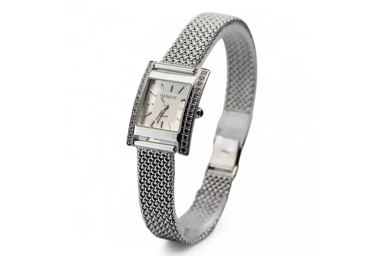 Γυναικείο ρολόι σε λευκόχρυσο 14k 585 Geneve lw035wds&lbw003w