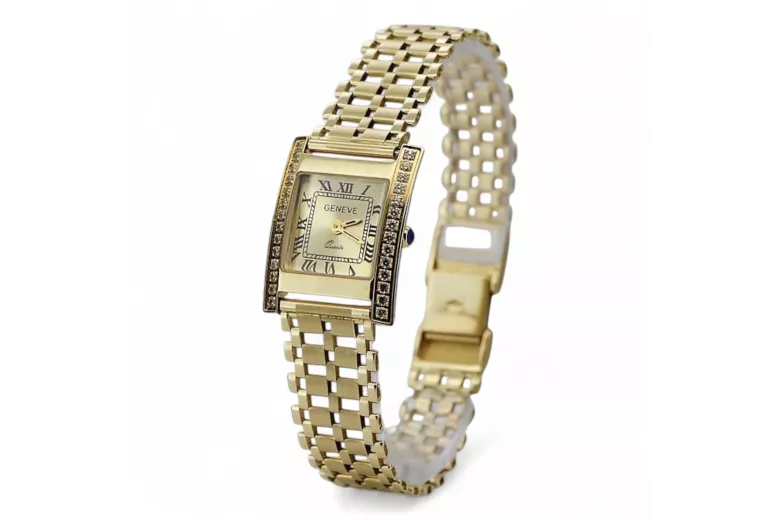 Gold men's watch Geneve ★ zlotychlopak.pl ★ Gold purity 585 333 Low Price!
