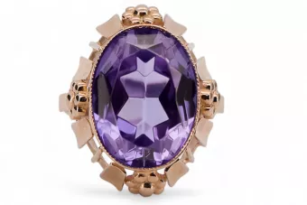 Vintažiniai papuošalai Žiedas Alksandritas Originalus 14k rožinio aukso vintage vrc043r