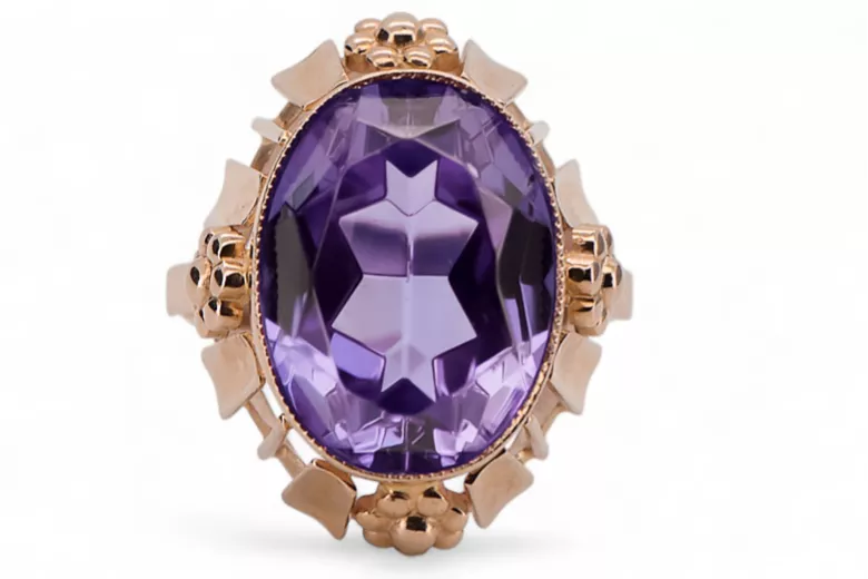 Russisch Sowjetrosa 14 Karat 585 Gold Alexandrit Rubin Smaragd Saphir Zirkon Ring vrc090
