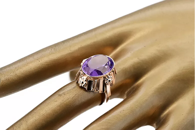 Russisch Sowjetrosa 14 Karat 585 Gold Alexandrit Rubin Smaragd Saphir Zirkon Ring vrc090