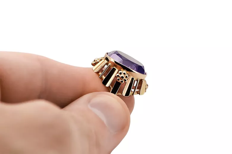 Russisch Sowjetrosa 14 Karat 585 Gold Alexandrit Rubin Smaragd Saphir Zirkon Ring vrc090