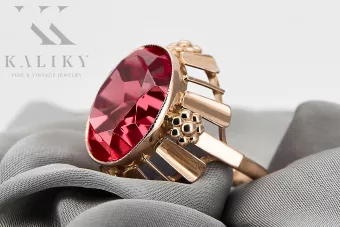 Anillo Vintage Rubí Oro rosa antiguo original de 14k vrc043r