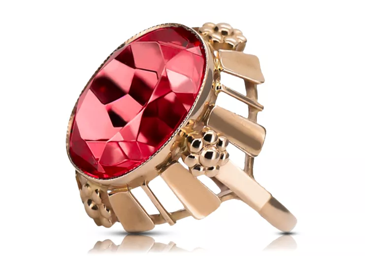 Rubinrot Originales Vintage-Roségold aus 14 Karat Ring Vintage Stil vrc043r
