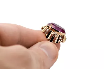 Аметист Оригинално ретро 14k розово злато Пръстен Винтидж vrc043r